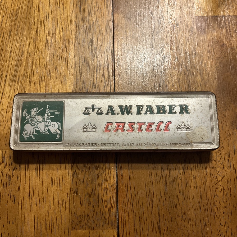 A. W. Faber Castell Antique Pencil Tin Box - Vintage Nurnberg Germany Tin Case